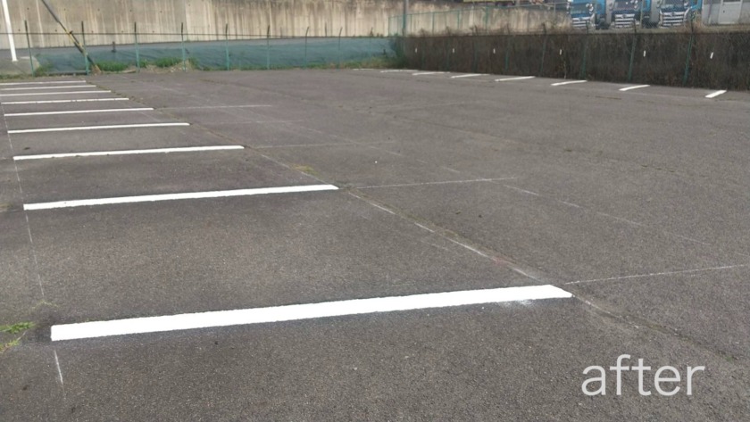 伊賀市 会社内駐車場 区画線引き工事